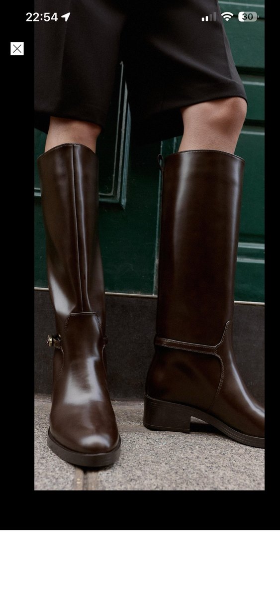 Zara yeni etiketli Kahverengi Deri Tokalı binici Çizme - Görsel 2