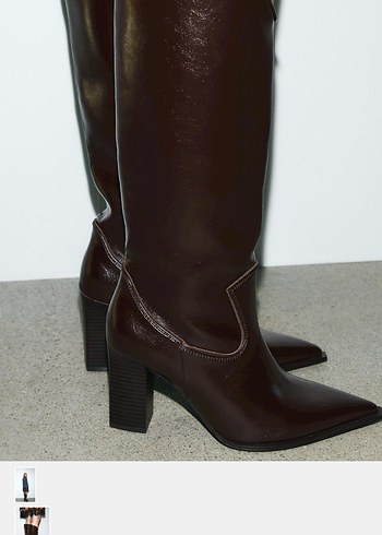 Zara Deri Topuklu Kadın Çizme yeni etiketli - Görsel 3