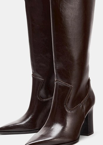 Zara Deri Topuklu Kadın Çizme yeni etiketli - Görsel 2