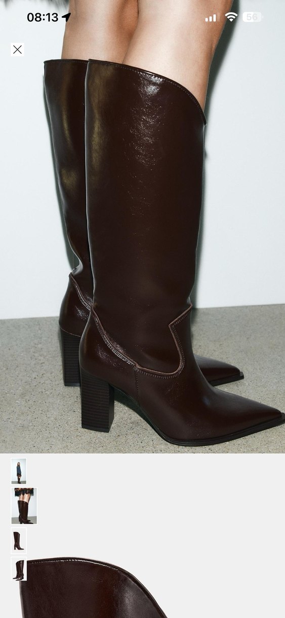 Zara Deri Topuklu Kadın Çizme yeni etiketli - Görsel 3