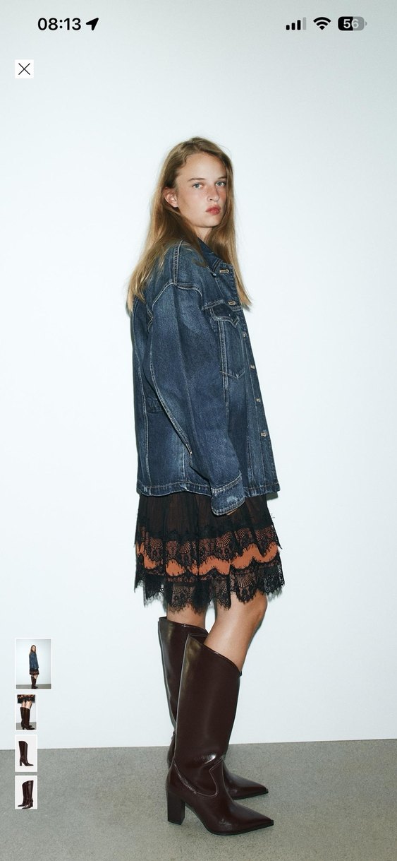 Zara Deri Topuklu Kadın Çizme yeni etiketli - Görsel 4