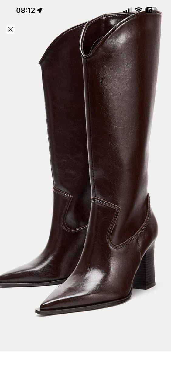Zara Deri Topuklu Kadın Çizme yeni etiketli - Görsel 2
