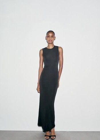 Zara sırtı Transparan Detaylı Elbise - Görsel 4