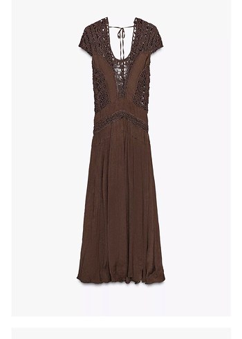 Zara Bohem Tarz Kahverengi Uzun Örme Elbise - Görsel 5