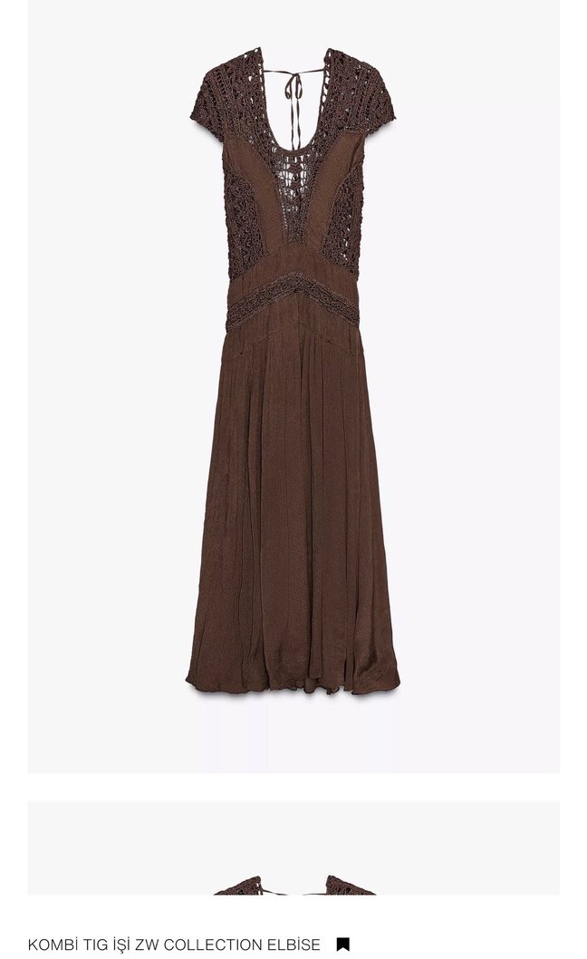 Zara Bohem Tarz Kahverengi Uzun Örme Elbise - Görsel 2