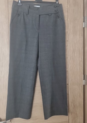 Kadın Gri Keten - Viskos Kumaş Pantolon