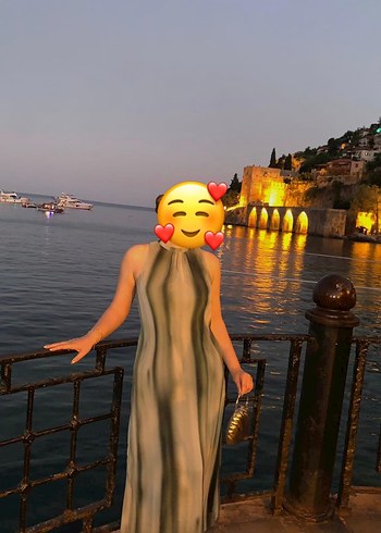 Kadın Gri Batik Desenli Uzun Drapeli Elbise