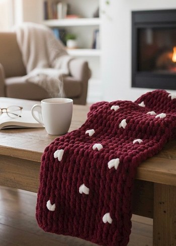 Bordo Örgü Kadın Şal / Atkı - Görsel 2