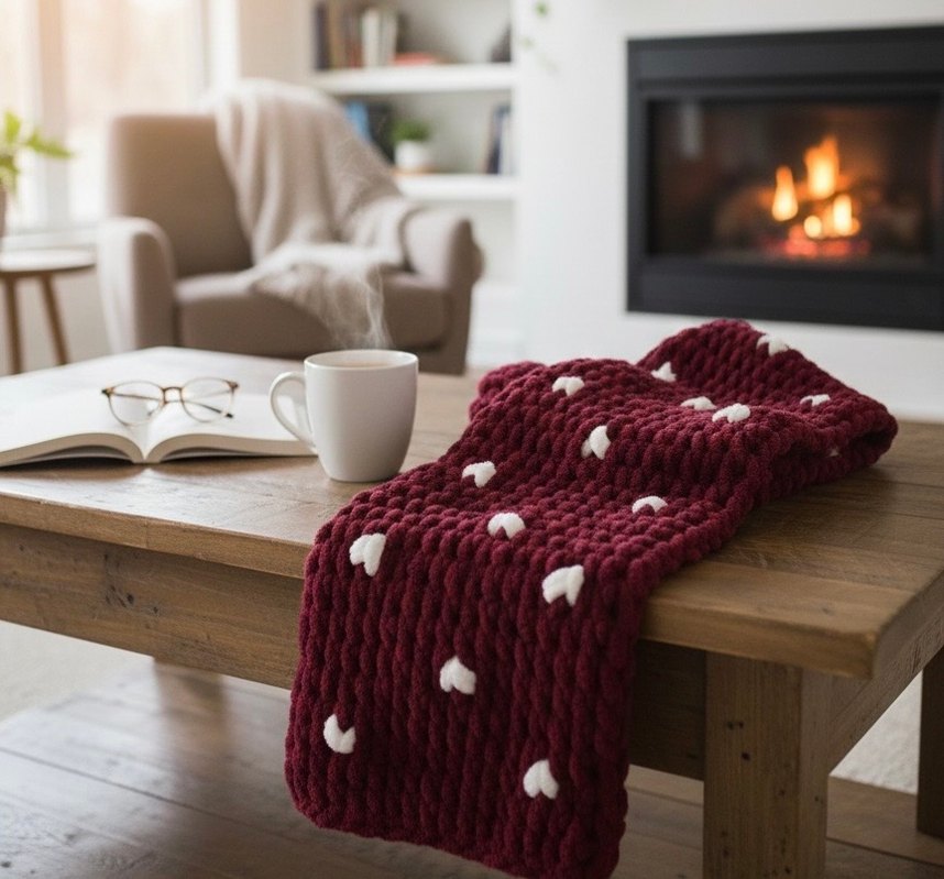 Bordo Örgü Kadın Şal / Atkı - Görsel 2