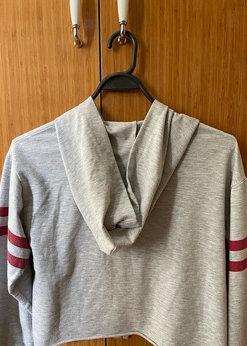 Kadın Gri Fermuarlı Kapüşonlu Sweatshirt - Görsel 2