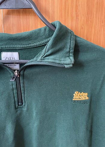 Yeşil Erkek Yarım Fermuarlı Sweatshirt - Görsel 2