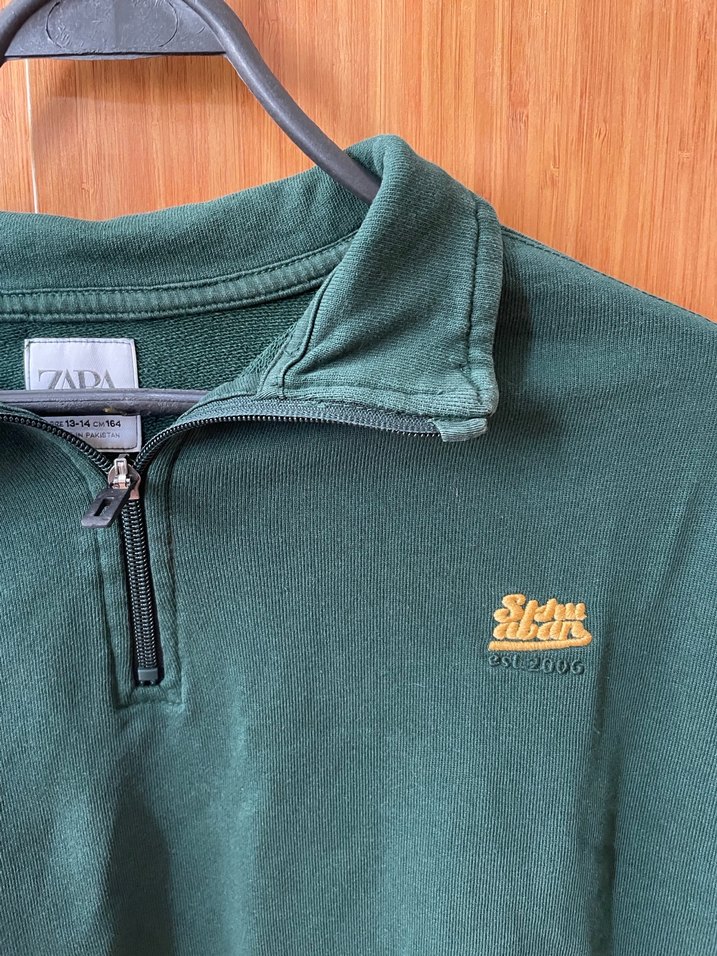 Yeşil Erkek Yarım Fermuarlı Sweatshirt - Görsel 2