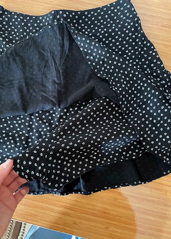 Puantiye Desenli Siyah Mini şort etek - Görsel 2