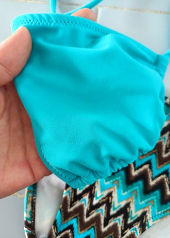 38 Beden turkuaz Renk Kom marka Turkuaz Bohem Tarzı İpli Bikini Takımı