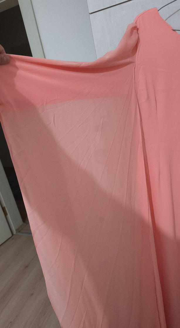 Pembe Drapeli Uzun Kollu Kadın Elbise - Görsel 2