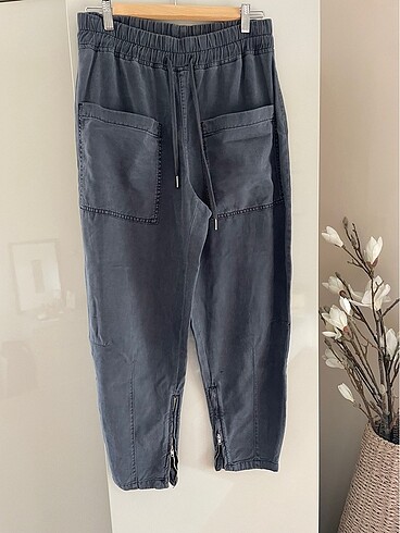 Zara şalvar kesim beli lastikli, cepli kumaş pantalon