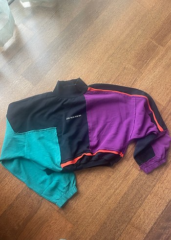 xs Beden çeşitli Renk Renkli Kadın Sweatshirt, Uzun Kollu, crop top, Salaş Kesim