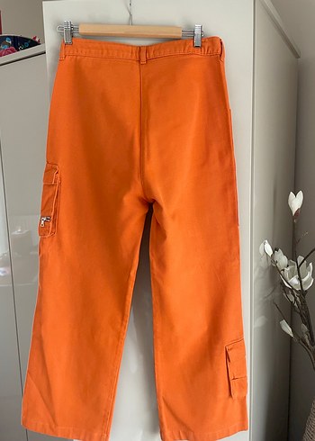 Les Benjamins Kadın Turuncu Loose Fit Midi Denim kargo Pantolon Les Benjamins