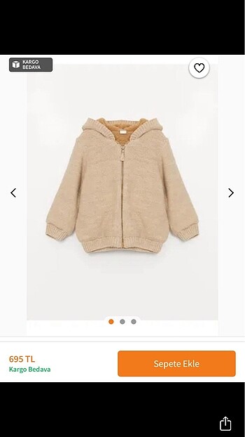 18-24 Ay Beden camel Renk Çocuk mont unisex