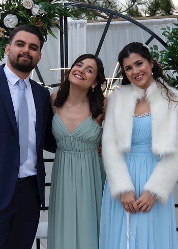 38 Beden turkuaz Renk Turkuaz Uzun Askılı Drapeli Elbise