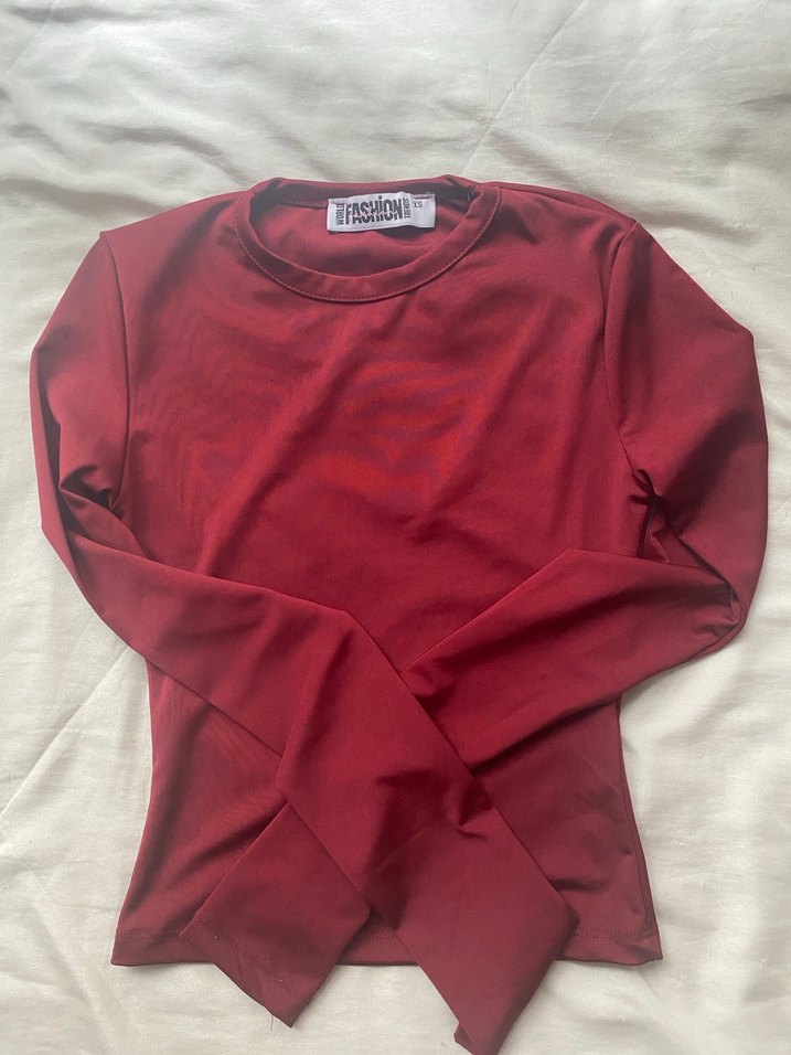 Bordo Uzun kollu body - Görsel 2