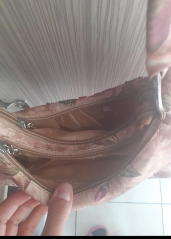  Beden Boncuk İşlemeli Pembe Batik Kadın Çanta