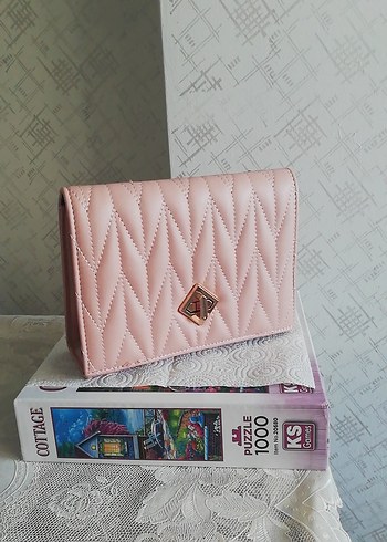 Pastel Pembe Deri Fermuarlı Kadın Çanta