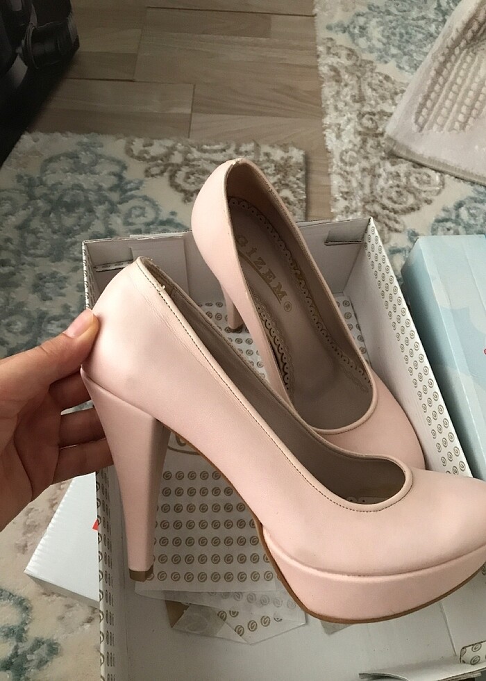 Pudra pembe topuklu sıfır ayakkabı - Görsel 2