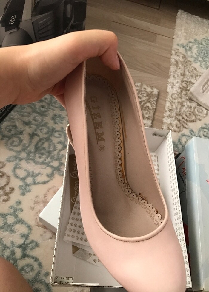 Pudra pembe topuklu sıfır ayakkabı - Görsel 4