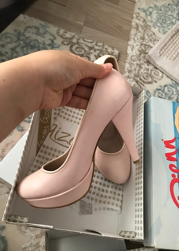 Pudra pembe topuklu sıfır ayakkabı - Görsel 3