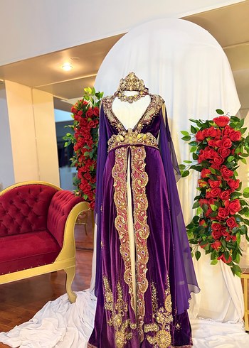 Alfabeta Mor Sifon Abiye Elbise Kaftan