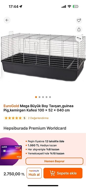 Eurogold Tavşan, Ginepig Kemirgen Kafesi