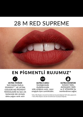 Beden kırmızı Renk Avon Kırmızı Ruj 28 M Red Supreme