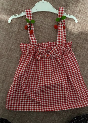 Kırmızı Kareli Pamuklu Kız Elbisesi - Görsel 3