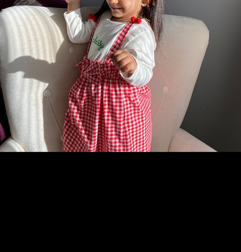 Kırmızı Kareli Pamuklu Kız Elbisesi - Görsel 2