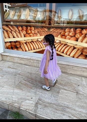 Mor Bağcıklı Çocuk Elbisesi - Görsel 4