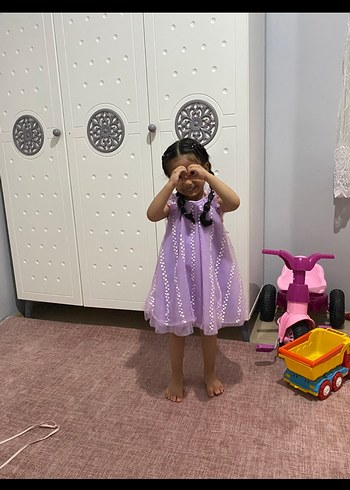 Mor Bağcıklı Çocuk Elbisesi - Görsel 2