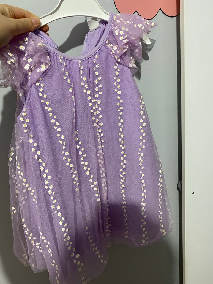Mor Bağcıklı Çocuk Elbisesi - Görsel 5