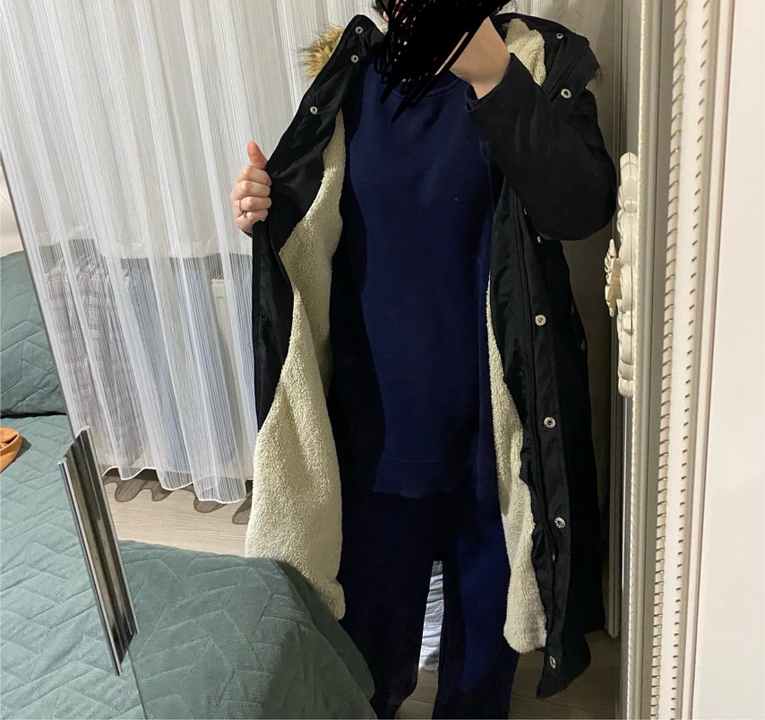 Siyah Düğmeli Uzun Kadın Mont - Görsel 4