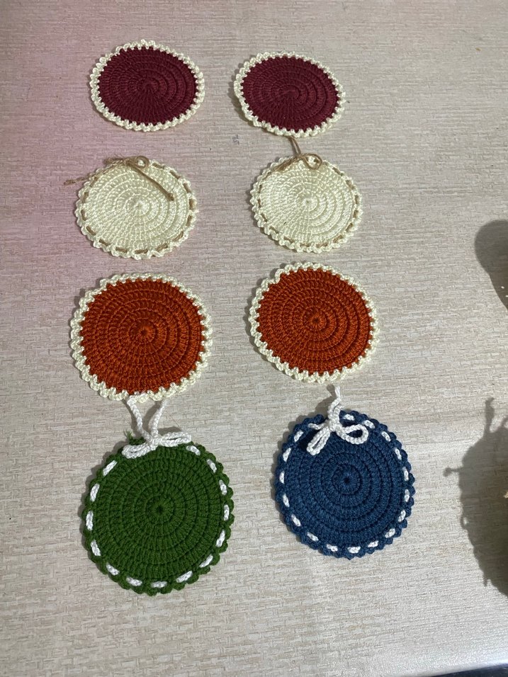 Bohem Tarzı Renkli El Örgüsü Bardak Altlıkları - Görsel 5