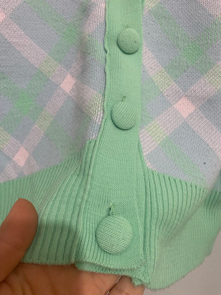 Yeşil V Yaka Örgü Salaş Hırka - Görsel 3
