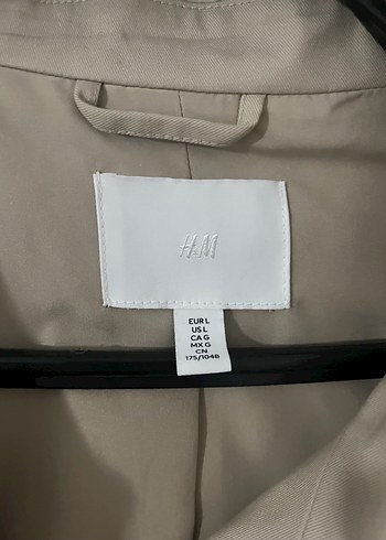 H&M Bej Düğmeli Keten Kadın Trençkot