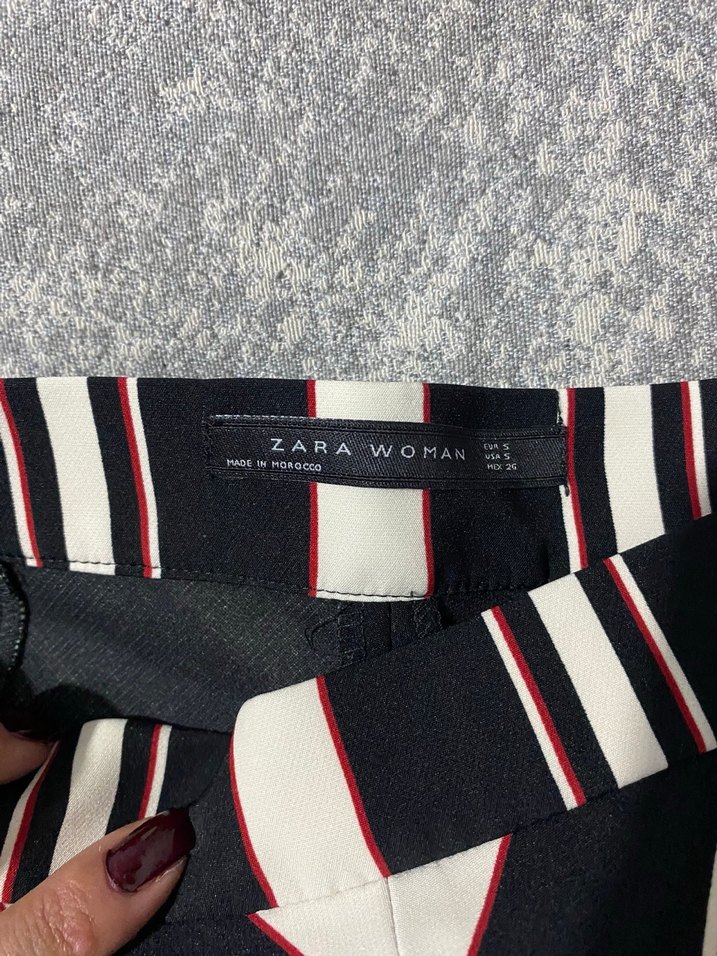 Gri Çizgili Midi Hamile Etek - Görsel 2