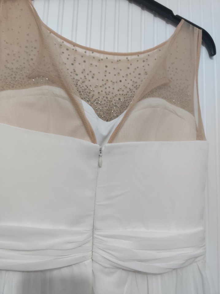 Uzun Beyaz Abiye Elbise Drapeli - Görsel 5