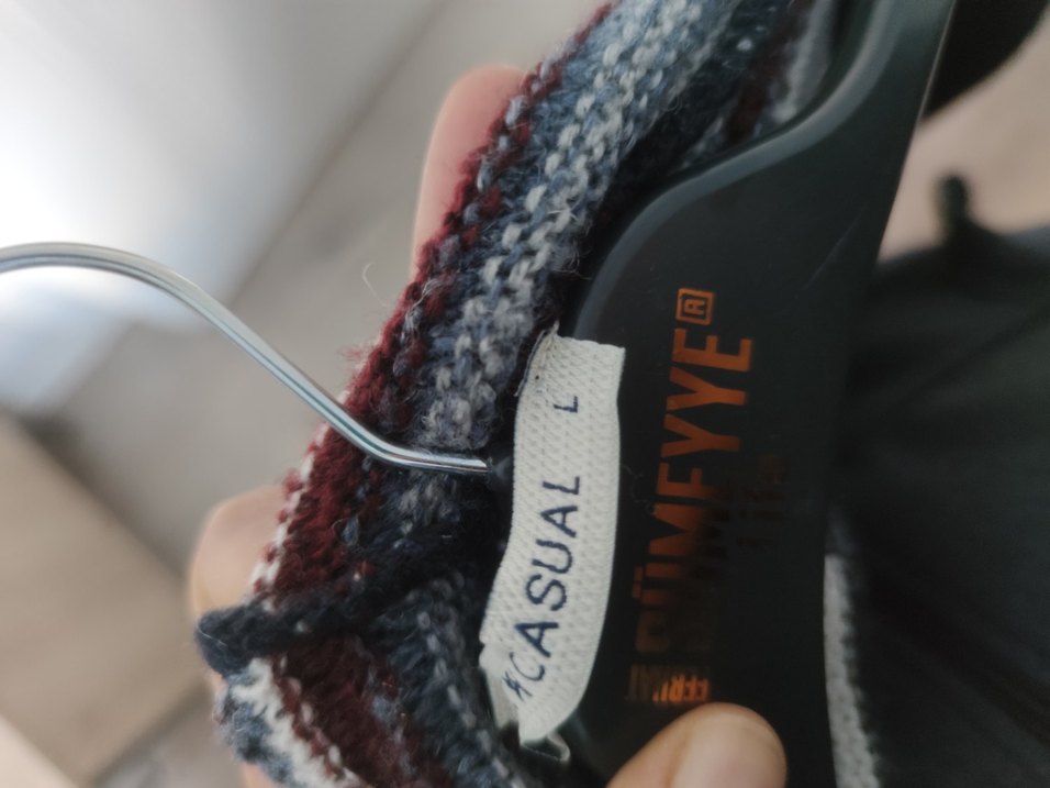 Çizgili Uzun Örgü Kadın Hırka L Beden - Görsel 4