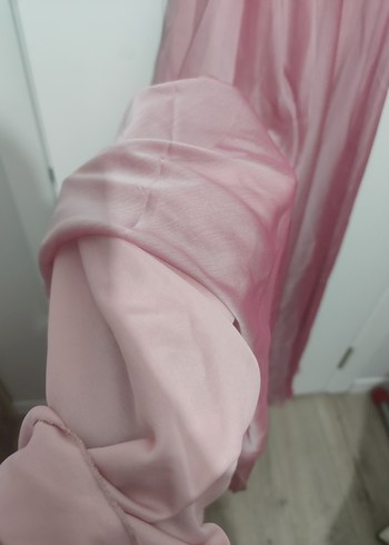 Pudra Pembe Drapeli Uzun Abiye Elbise 42 beden - Görsel 3