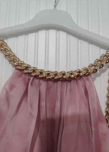 Pudra Pembe Drapeli Uzun Abiye Elbise 42 beden - Görsel 4