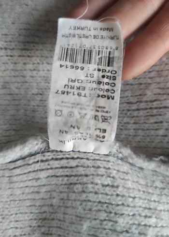 Gri Uzun Kollu Örgü Kadın Hırka L/XL Beden - Görsel 5