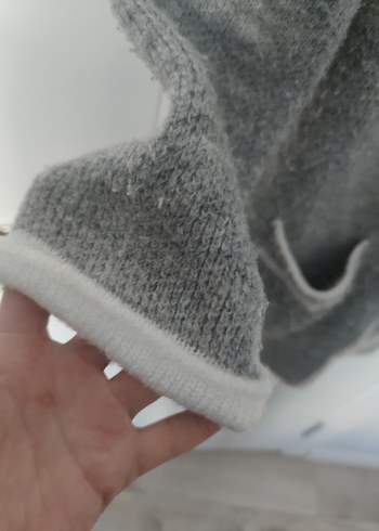 Gri Uzun Kollu Örgü Kadın Hırka L/XL Beden - Görsel 2