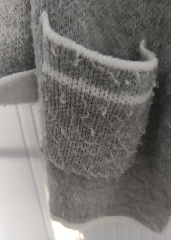 Gri Uzun Kollu Örgü Kadın Hırka L/XL Beden - Görsel 3